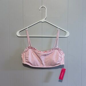 Xhilaration Red and White Striped Bandeau Bikini Top Size Large NWT!